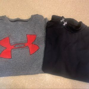 2 boys large long sleeve Under Armour shirts